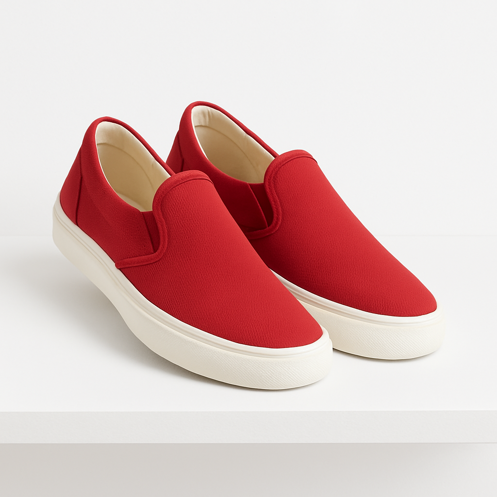Rote Segeltuch Slip-Ons - Arlstein Schuhe